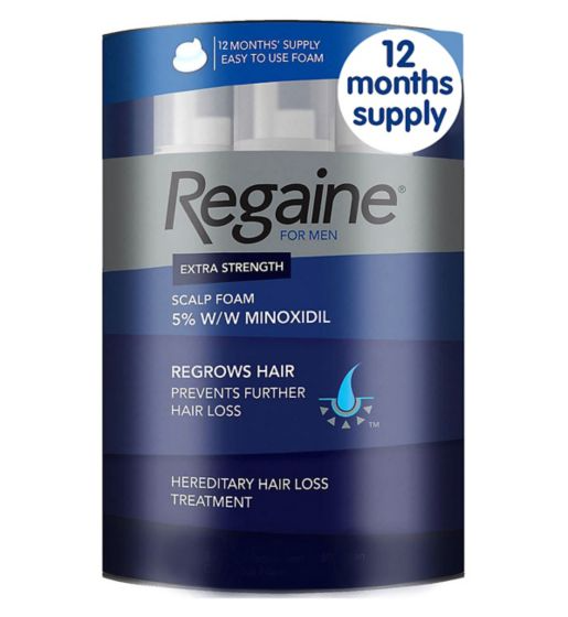 Regaine for Men Extra Strength Scalp Foam 5% w/w Cutaneous Foam - 12 months supply