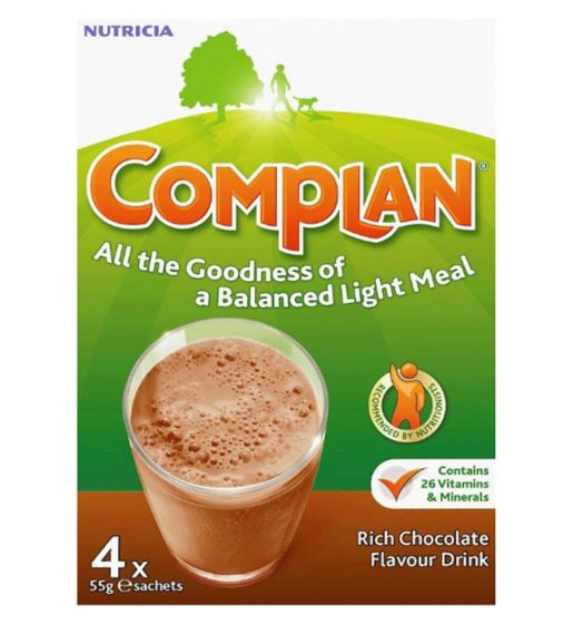 Complan Chocolate Flavour Nutritional Drink - 4 x 55g