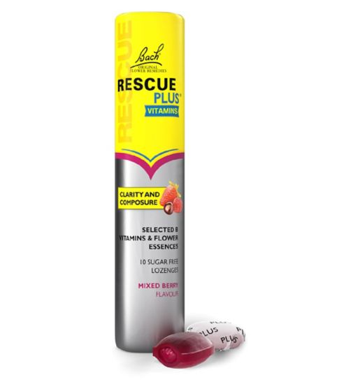 Bach Rescue Remedy PLUS - 10 Natural Mixed Berry Sugar-Free Lozenges