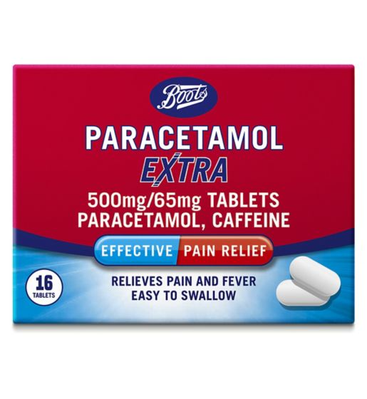 Boots Paracetamol Extra 500mg/65mg - 16 Tablets