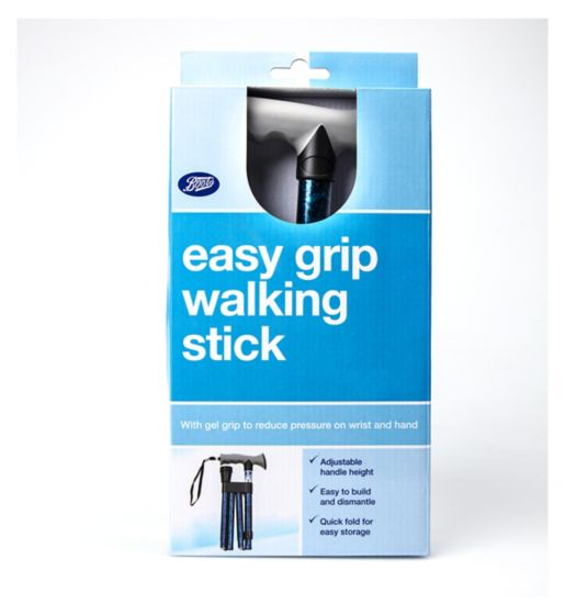 Boots Easy Grip Folding Walking Stick- Blue