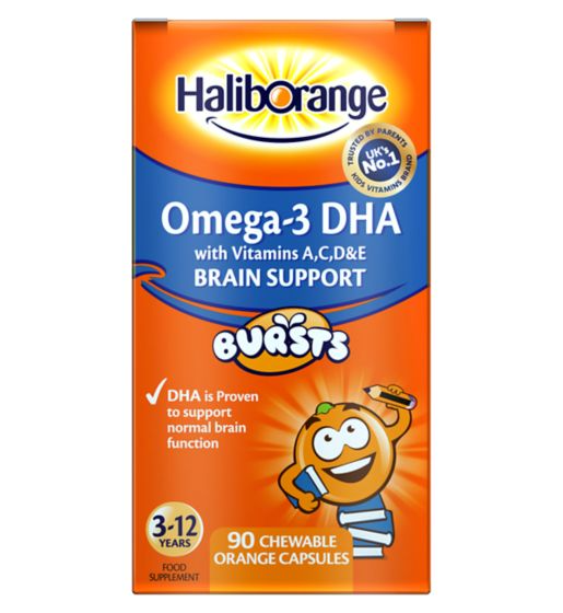 Haliborange Kids Omega-3 3-12Yrs - 90 Orange Chewable Fruit Burst Capsules