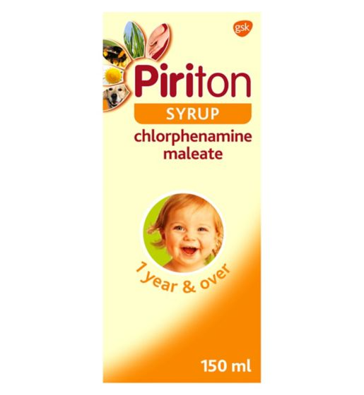 Piriton Antihistamine Allergy Relief Syrup Chlorphenamine 150ml