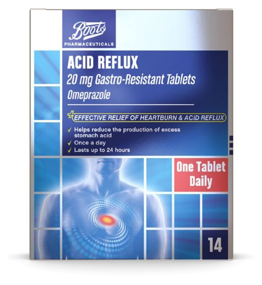 Boots Acid Reflux 20mg Gastro-Resistant Tablets - 14 Tablets
