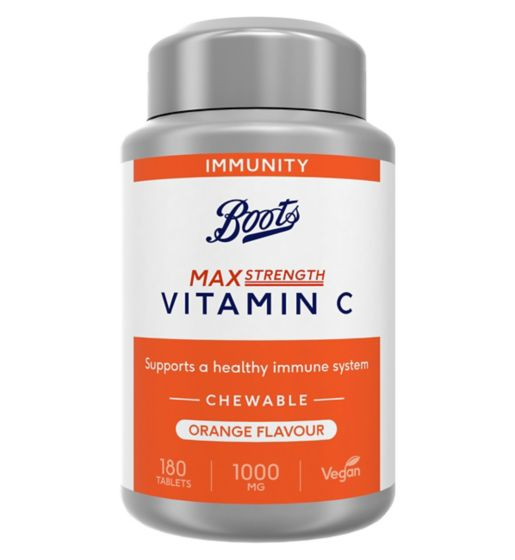 Boots Vitamin C 1000mg 180 Orange Flavour Chewable Tablets (6 month supply)