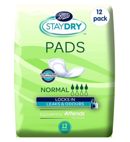 Staydry Normal Pads for Light to Moderate Incontinence 12 Pack Bundle – 144 Liners