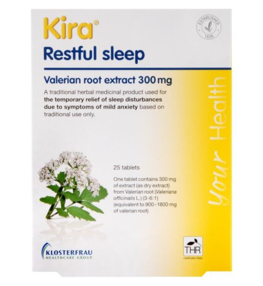 Kira Restful Sleep Valerian Root Extract 300 mg 25 Tablets