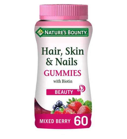 Nature's Bounty Hair, Skin & Nails 60 Mixed Berry Flavour Gummies