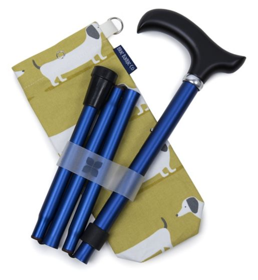 Blue Badge Co. Folding Walking Stick Navy Sausage Dog