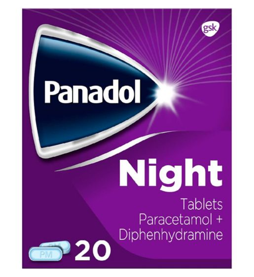 Panadol Paracetamol Diphenhydramine Tablets 500mg/ 25mg NightPain 20s