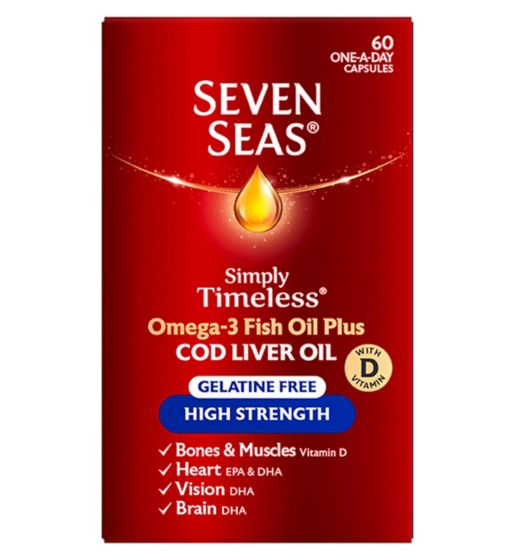 Seven Seas Simply Timeless Gelatine Free High Strength Cod Liver Oil - 60 capsules