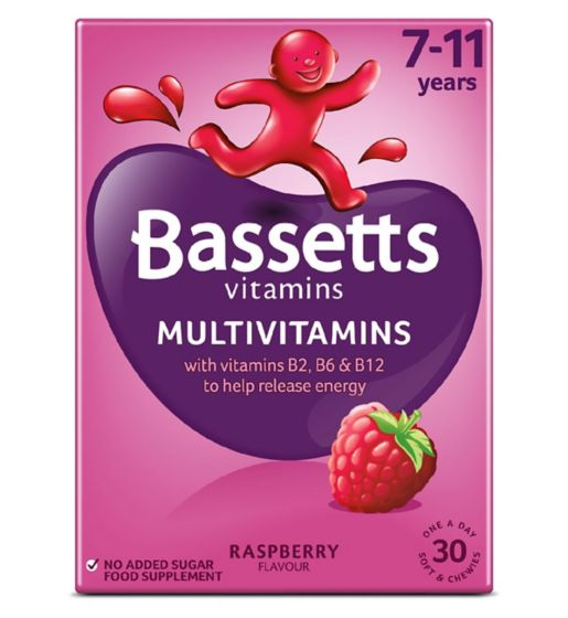 Bassetts Multivitamins Raspberry Flavour Soft & Chewies 7-11 Years - 30