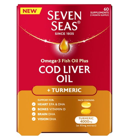 Seven Seas Omega-3 Fish Oil Plus Cod Liver Oil + Turmeric 60s