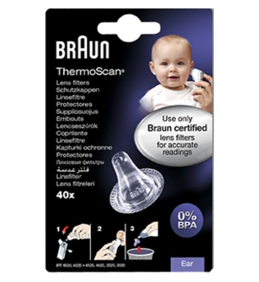 Braun ThermoScan Hygiene Caps for Ear Thermometers – Pack of 40, LF40
