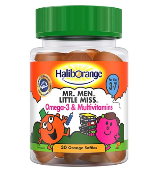 Haliborange for Kids 3-7 Mr. Men Little Miss Omega 3 & Multivitamins - 30 Orange Softies
