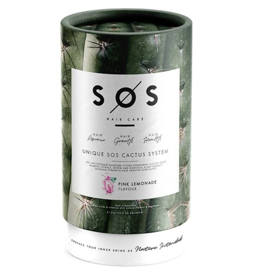 SOS Haircare Vitamin Drink Pink Lemonade Flavour 14 Sachets