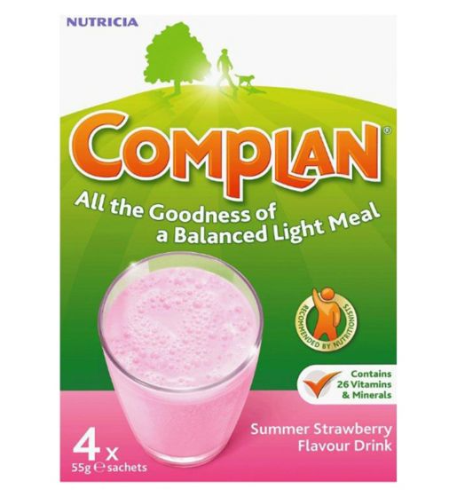 Complan Strawberry Flavour Nutritional Drink - 4 x 55g