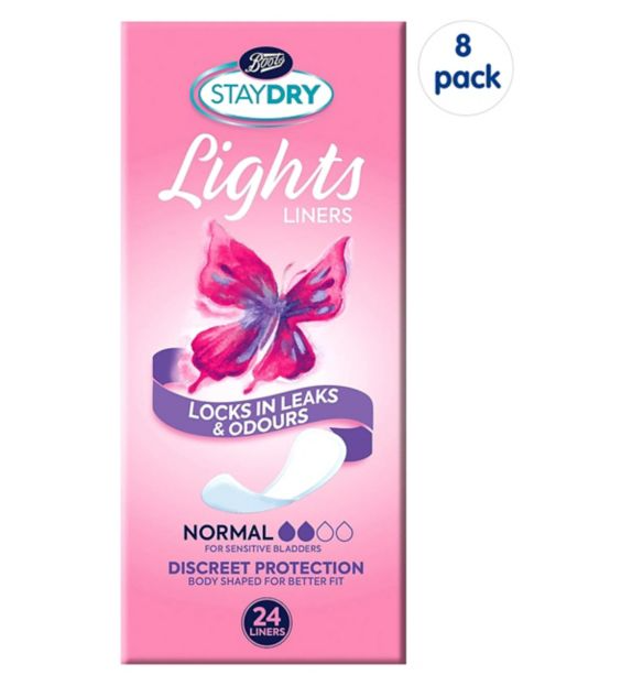 Staydry Lights Normal Liners for Light Incontinence 8 Pack Bundle – 192 Liners