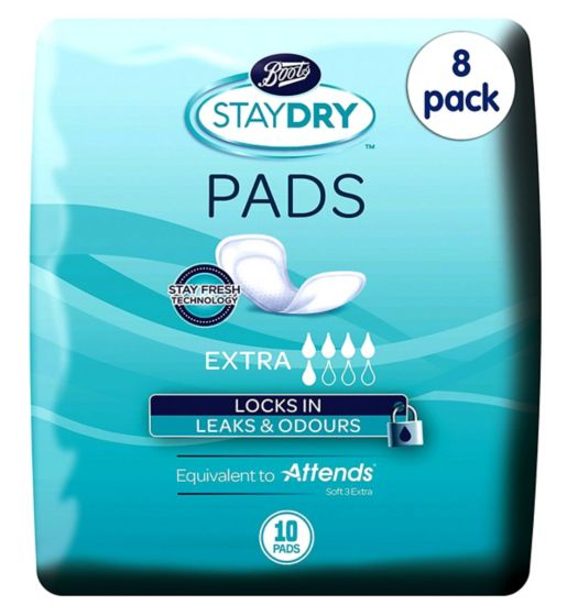Staydry Extra Pads for Light to Moderate Incontinence 8 Pack Bundle – 80 Liners