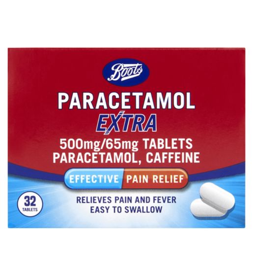 Boots Paracetamol Extra 500mg/65mg - 32 Tablets