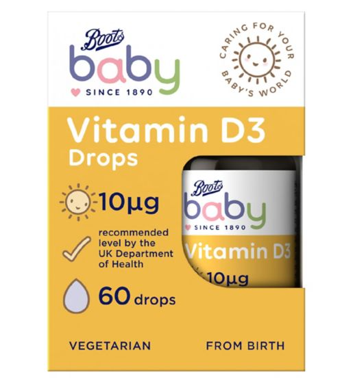Boots Baby Vitamin D3 Drops, 60 Drops
