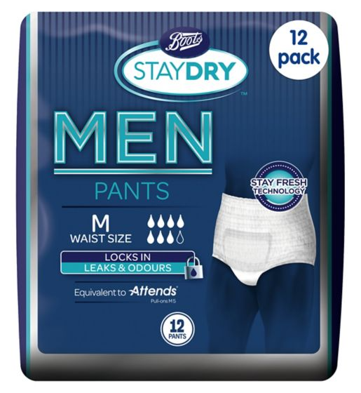 Boots Staydry Men Pants Medium - 144 Pants (12 Pack Bundle)