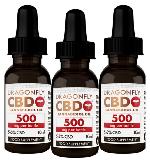 Dragonfly CBD Cannabidiol Oil 500mg 5.6% 10ml x 3 Bundle