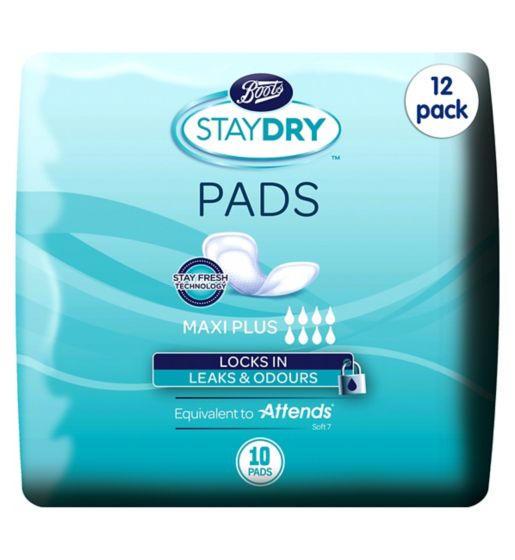 Staydry Maxi Plus Pads for Heavy Incontinence 12 Pack Bundle – 120 Liners