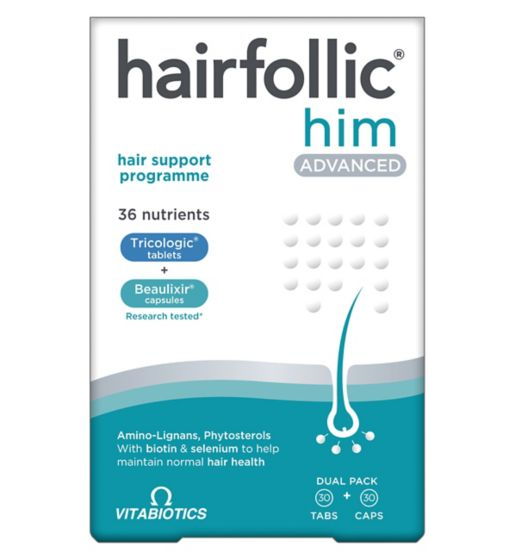 Vitabiotics Hairfollic Him Advanced - 30 Tablets + 30 Capsules