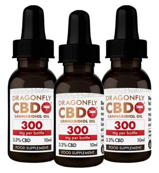 Dragonfly CBD Cannabidiol Oil 300mg 3.3% 10ml x 3 Bundle