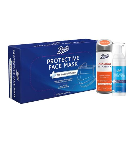 Immunity and Protection bundle – Vitamin C, Face Mask & Anti-Viral Hand Foam