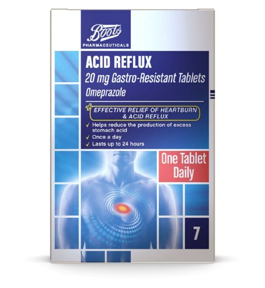 Boots Acid Reflux 20mg Gastro-Resistant Tablets - 7 Tablets
