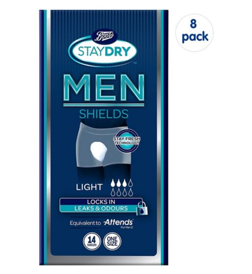 Boots Staydry for Men Light - 112 Shields (8 Pack Bundle)