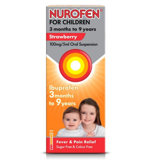 Nurofen for Children 3 months to 9 years Strawberry 100mg/5ml Oral Suspension - 100ml